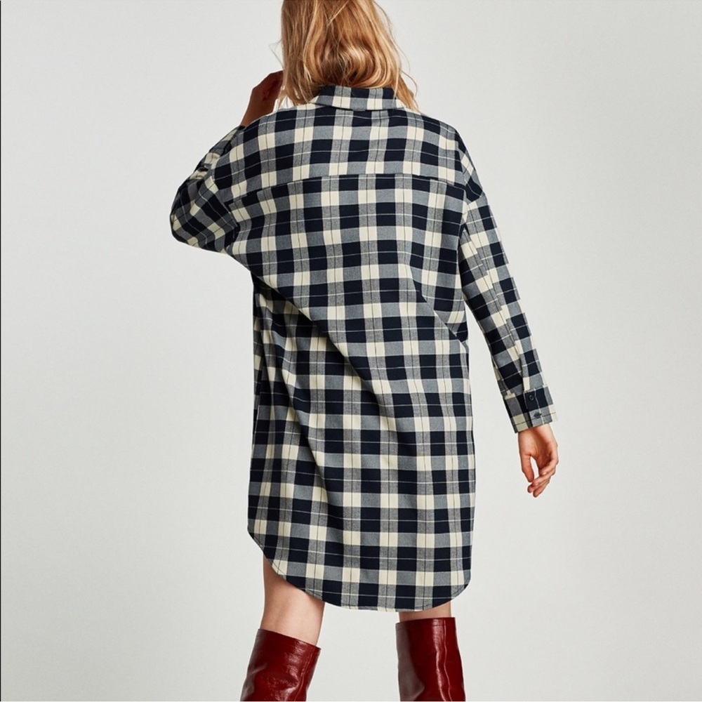 Zara plaid shirt dress gem collar size medium - Picture 2 of 7